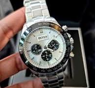 Hugo Boss Ikon Chronograph Silver Dial Silver Steel Strap Watch for Men - 1512964